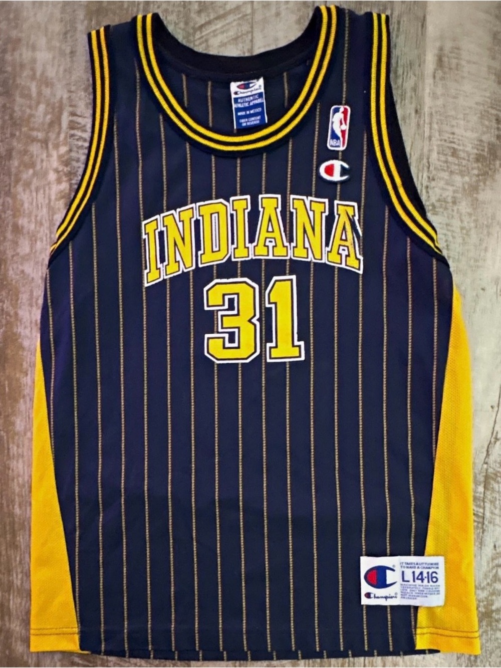 Champion Navy and Yellow Indiana 31 Basketball Jersey